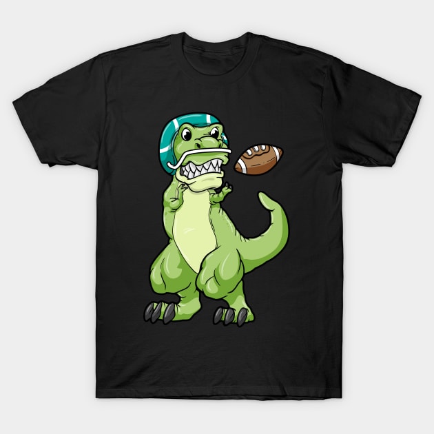 Dinosaur as Footballer with Football and Helmet T-Shirt by Markus Schnabel